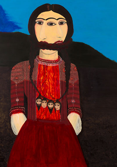 Samira Abbassy Bound By Her Fate, 2014, oil on gesso panel, 24 x18 inch, image courtesy of the artist