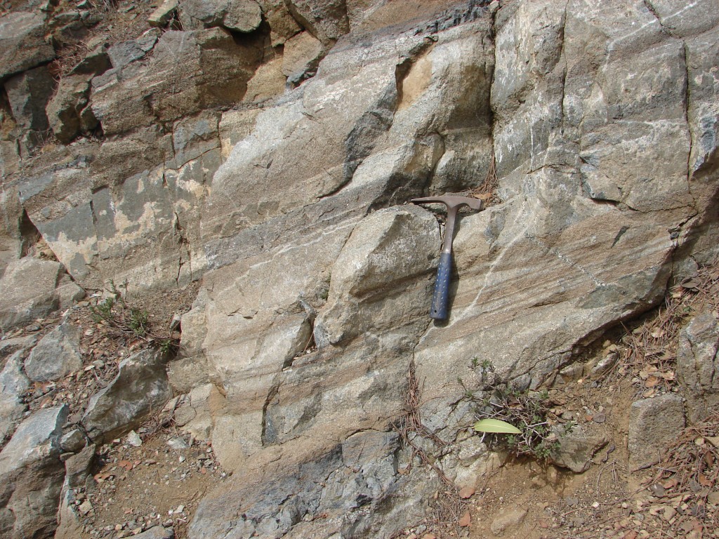 Hammer near rock