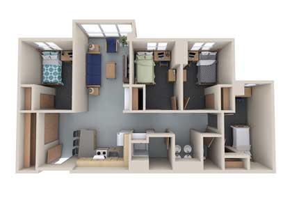 3D image of 4-bedroom Laurel Hall