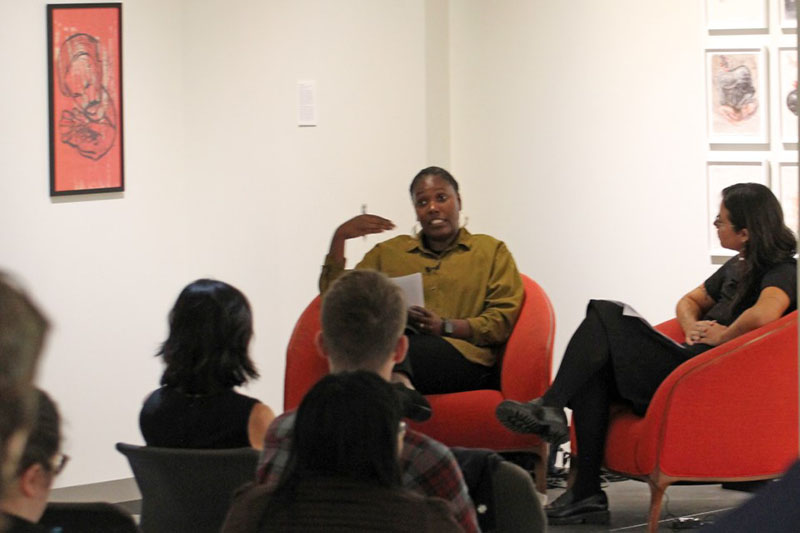 Maiyah Gamble-Rivers speaks at the panel discussion.