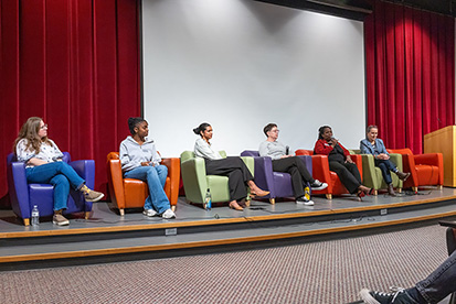 The panelists at "Becoming a Woman"