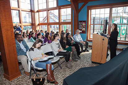 CTLA Director Julia DeLapp (right) speaks at a CTLA event.