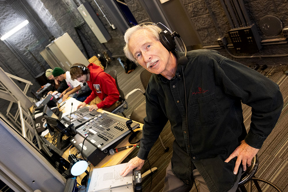 Goodin performing duties as the stage manager for "No Exit"