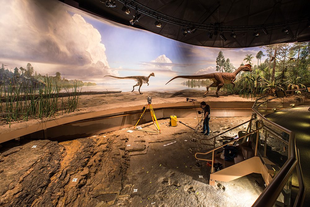 A student conducts research at Dinosaur State Park in Rocky Hill, CT.