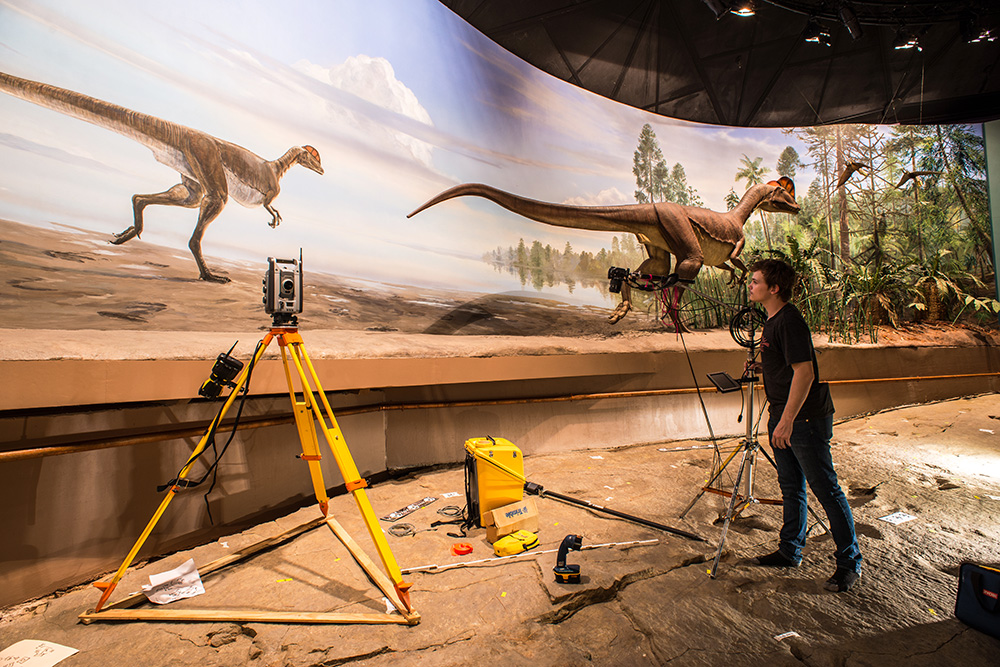 A student conducts research at Dinosaur State Park in Rocky Hill, CT.