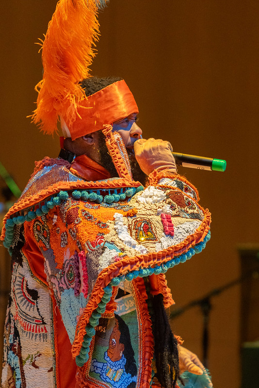 A singer onstage at "Take Me to the River All Stars"