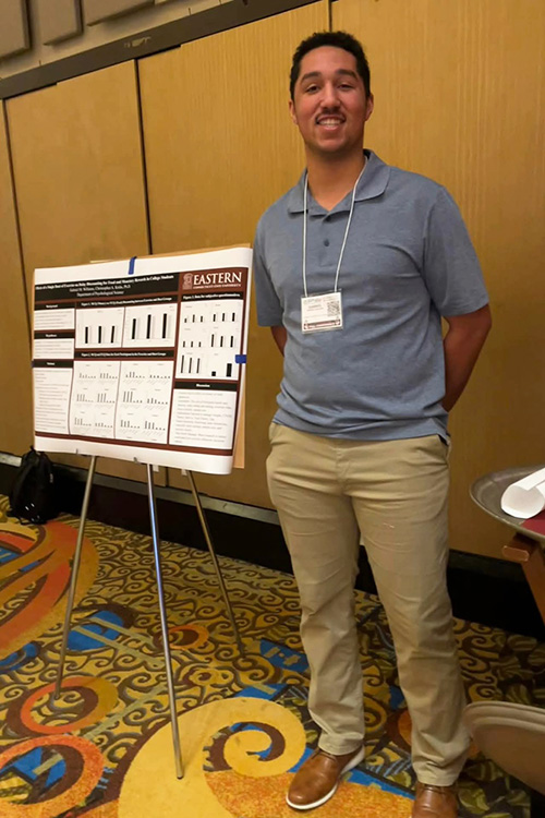 Gabriel Williams presents his research at the CTABA poster session.