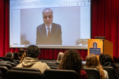 Senator Anwar speaks to students about public health issues.