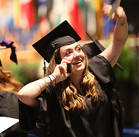 Female student in graduation gown