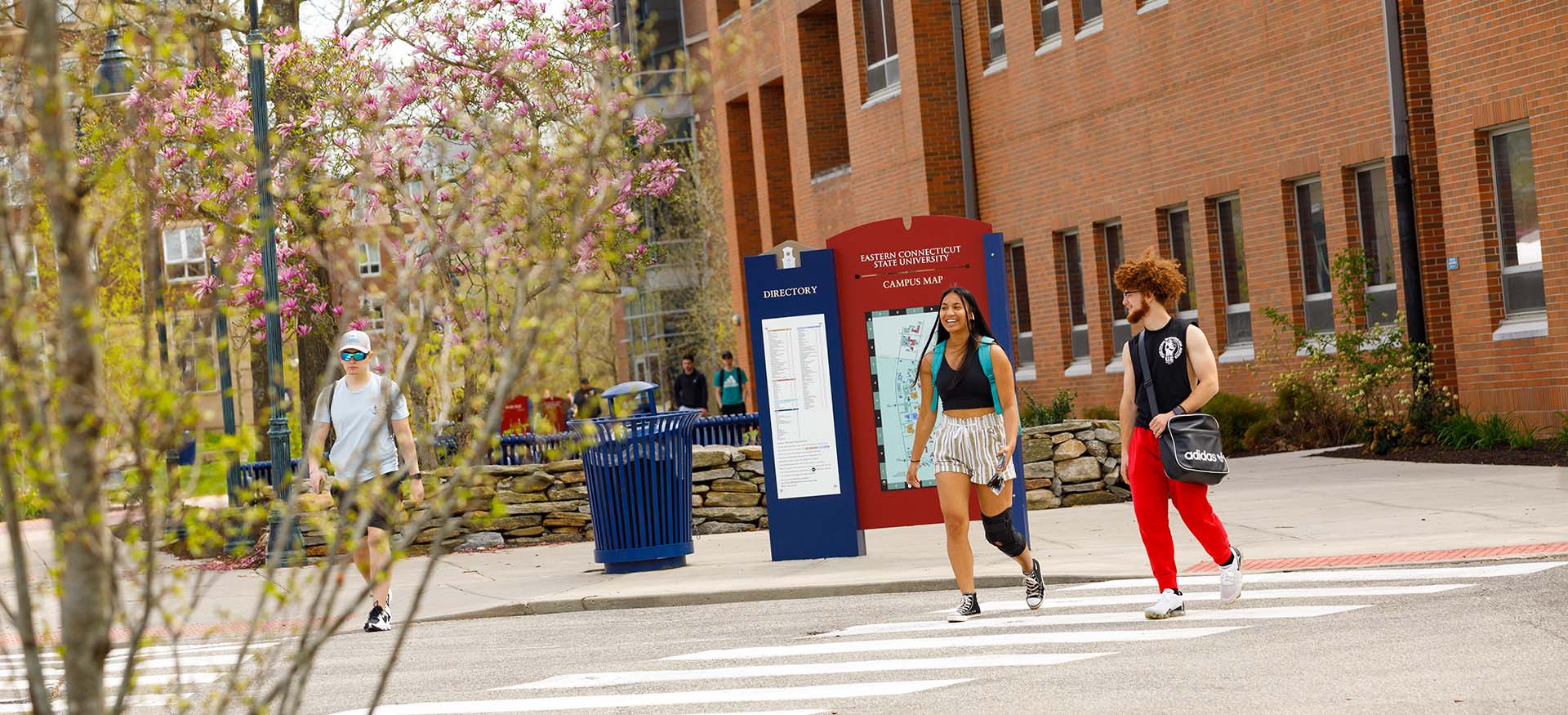 students walking on a crosswalk