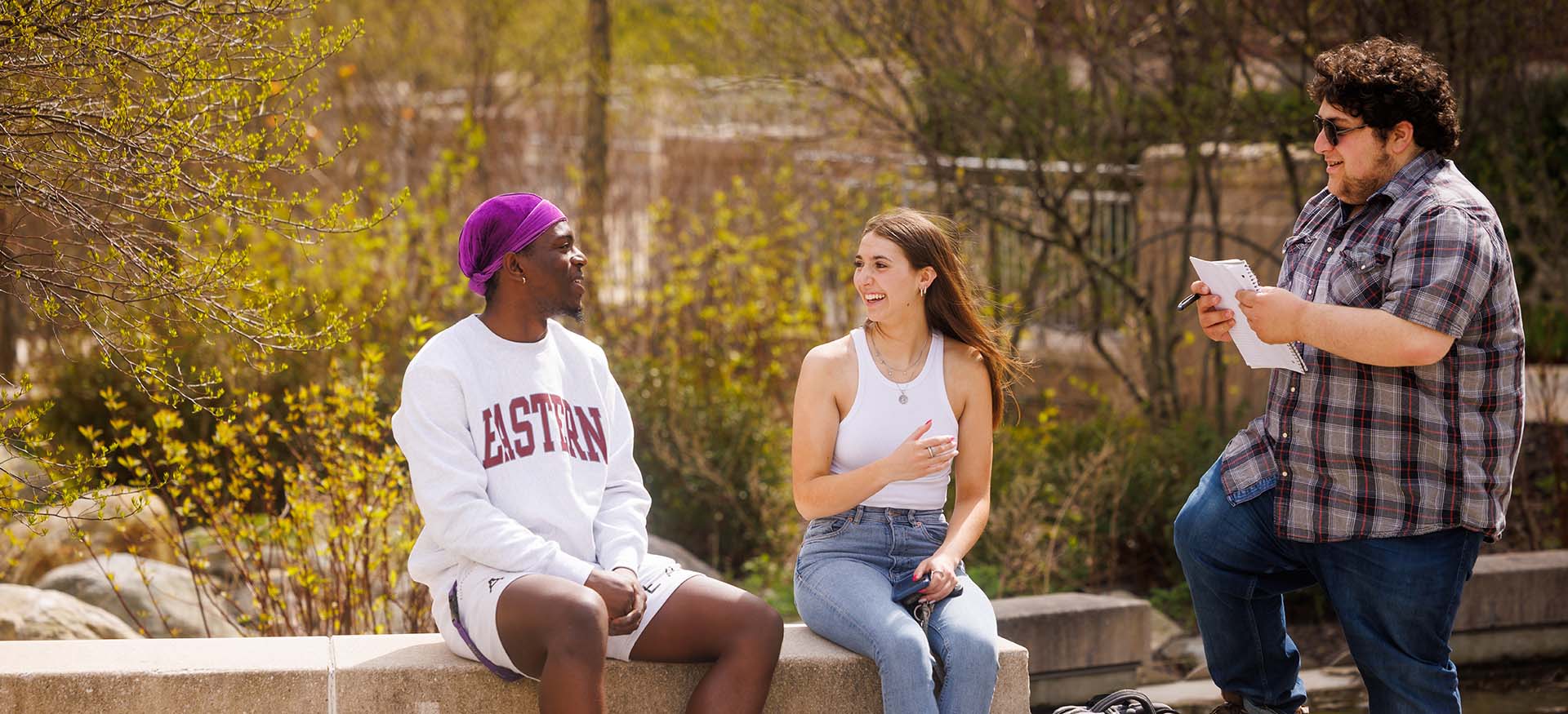 students chatting outdoors