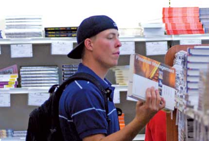 student in bookstore