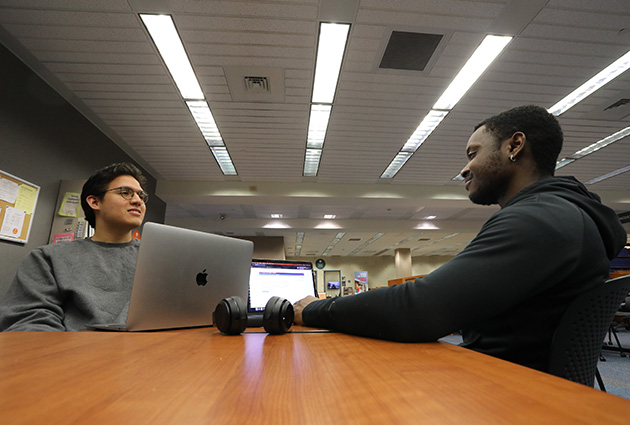students talking