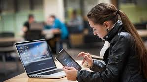 student working at computer