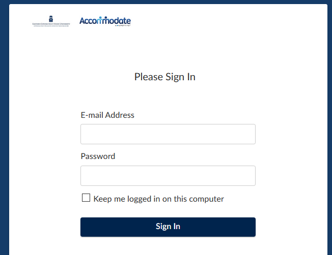 accommodate log in page