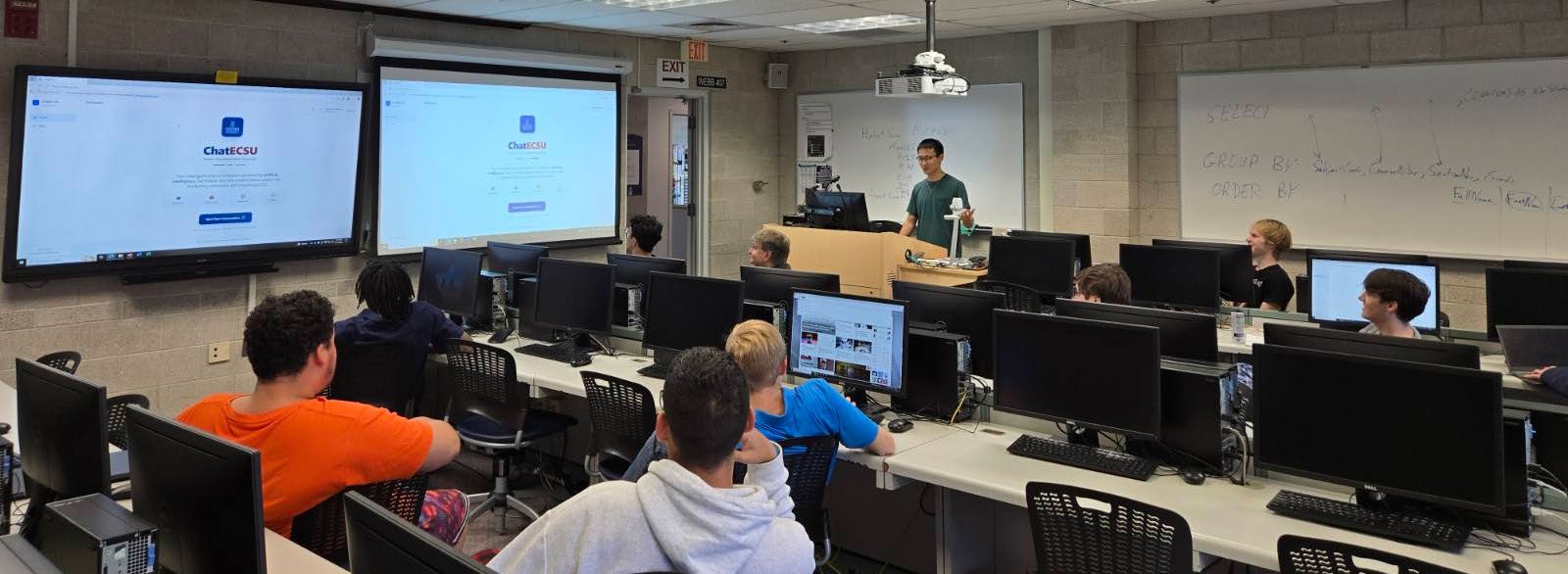 another student talking in front of class