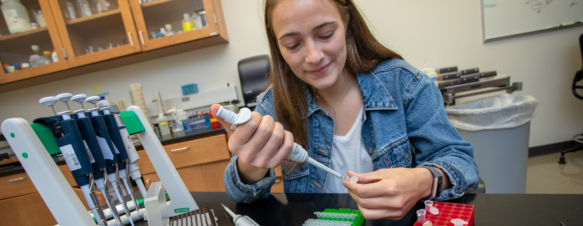 student in the science lab