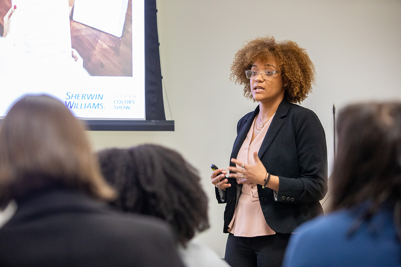 woman lecturing