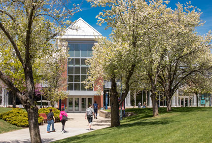students walking in front of the Student Center
