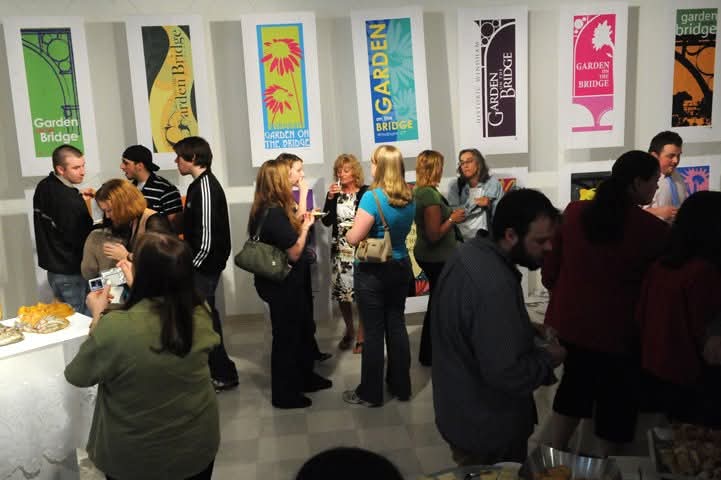 a crowd gathering during the Student Exhibition