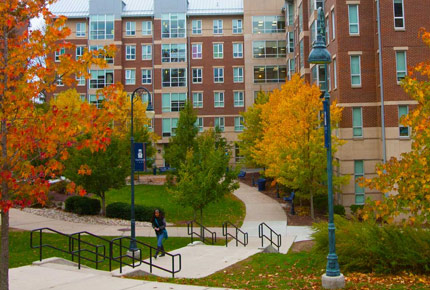 exterior shot of student dorms