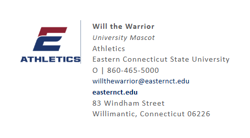 an example of what the signature will look like with the Athletics E logo