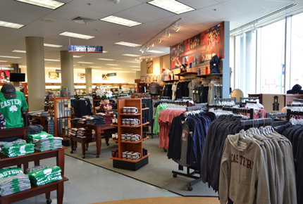 sweatshirts, t-shirts and other merchandise in the Eastern Bookstore