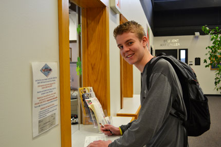 Student at Card Services Window