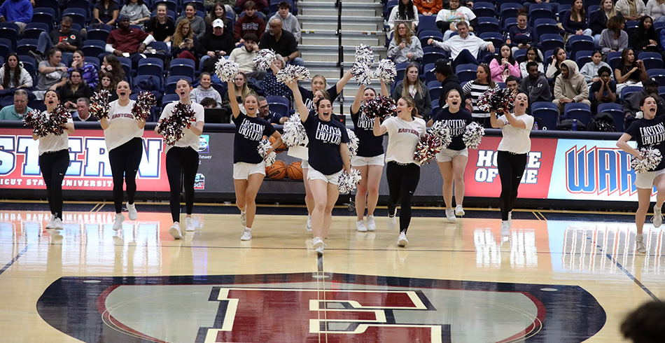 cheer squad on basketball court