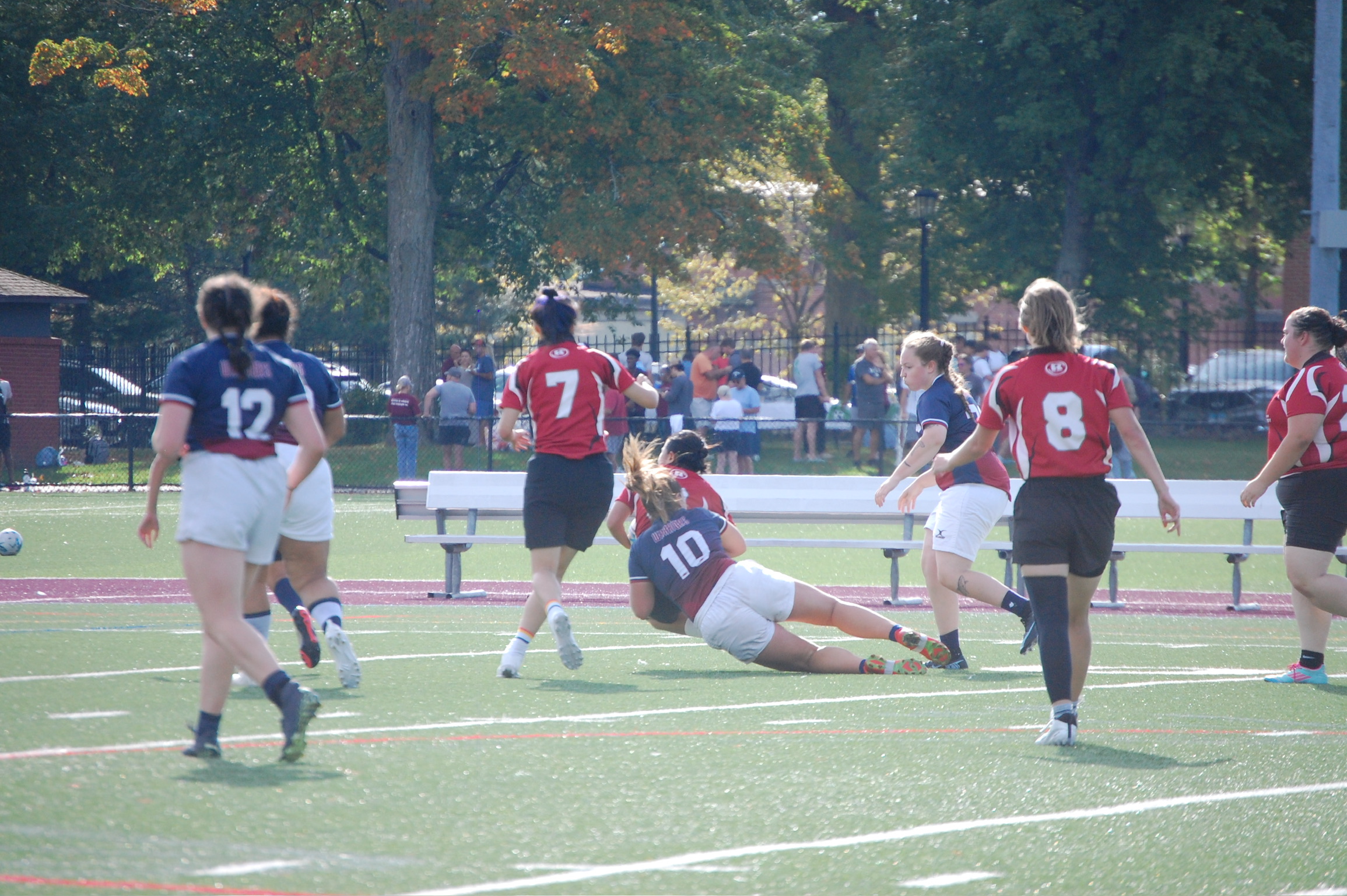 Womens Rugby team playing