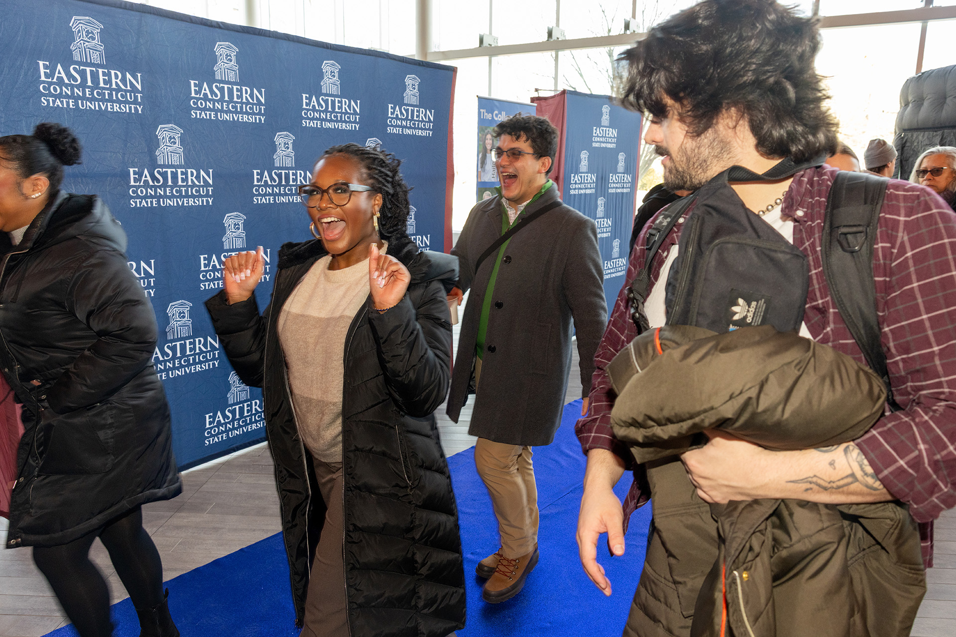 students entering the premiere