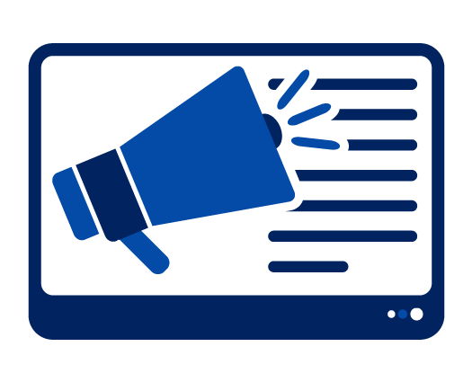 illustration of monitor with megaphone on it