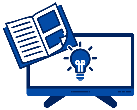 illustration of a television with a lightbulb going off and a magazine