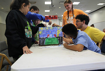 Students working on project