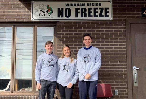 volunteers out in front of the Windham No Freeze shelter