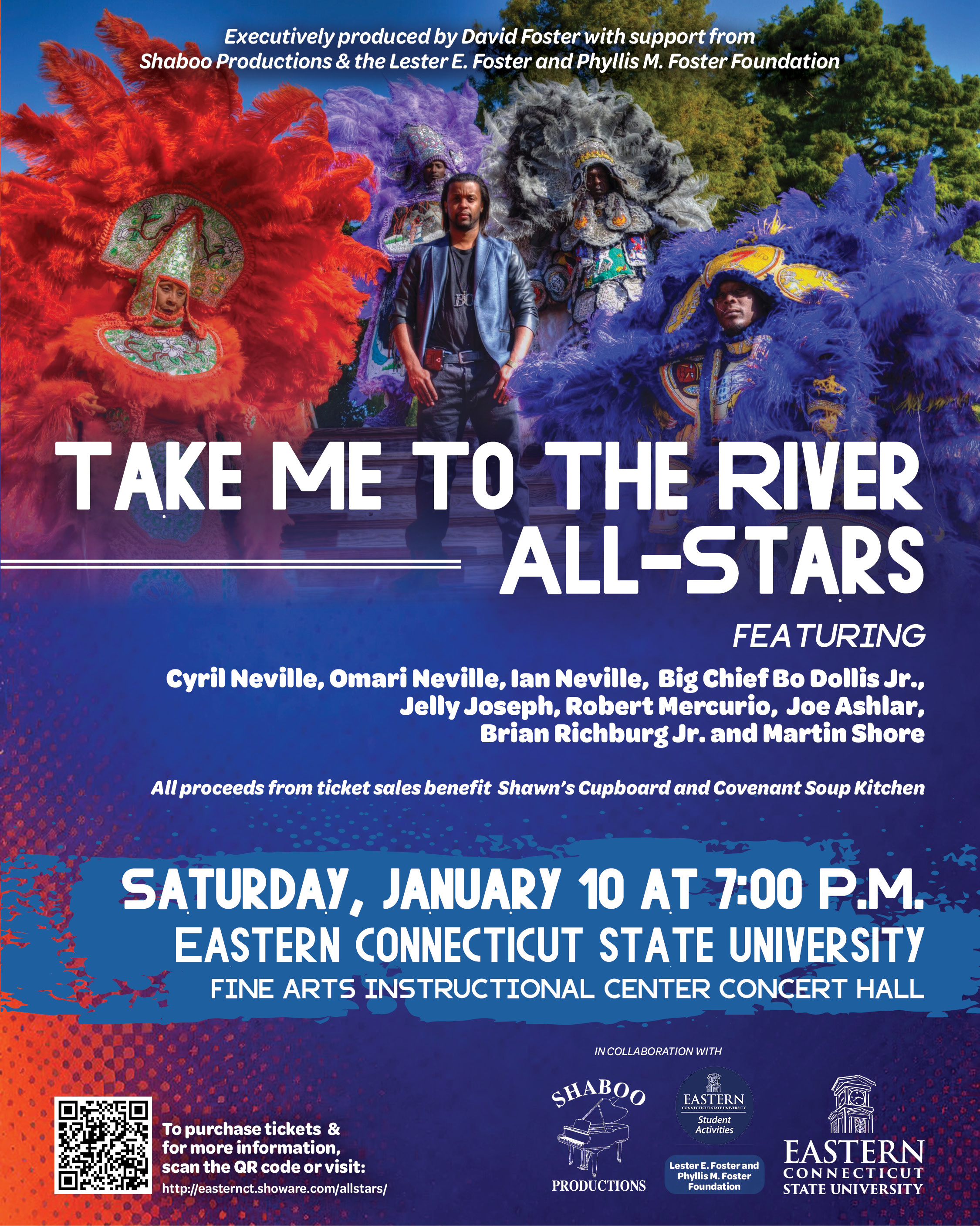 Take Me to the River All-Stars - Featuring: Cyril Neville, Omari Neville, Ian Neville, Big CHief Bo Dollis Jr., Jelly Joseph, Robert Mercurio, Joe Ashlar, Brian Richburg Jr. and Martin Shore; All proceeds from ticket sales benefit Shawn's Cupboard and Covenant Soup Kitchen