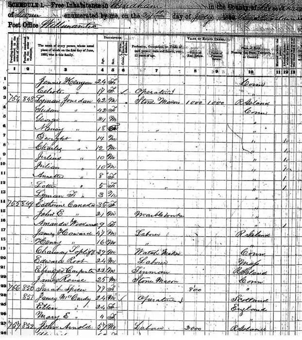 Census page from Windham, 1800s
