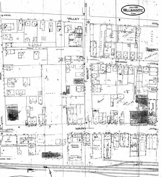 Historic map of the streets of Willimantic, Connecticut