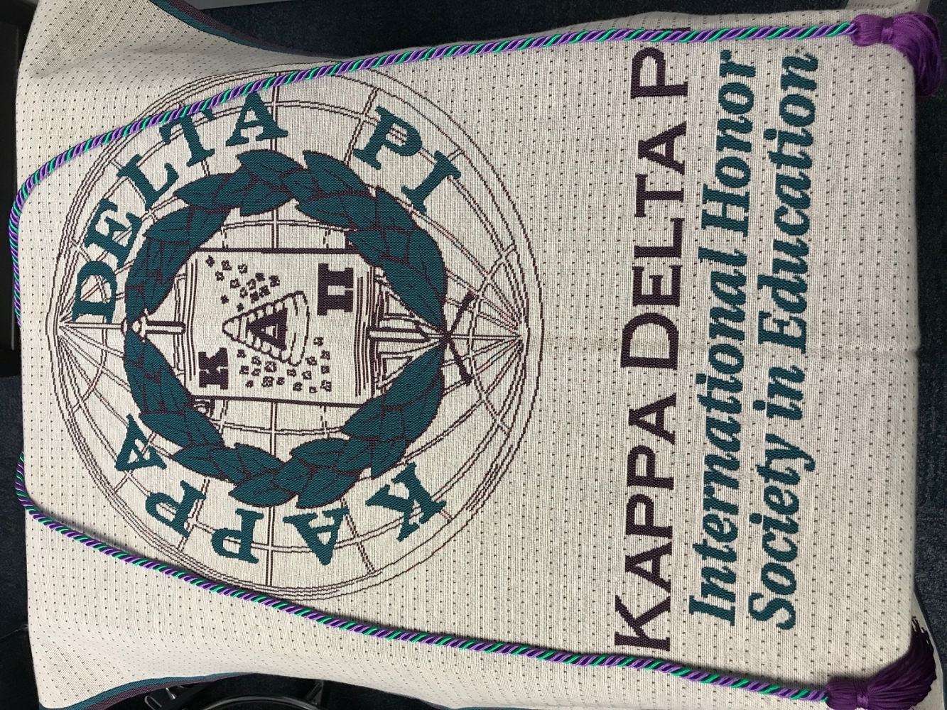 Kappa Delta Pi banner and cord