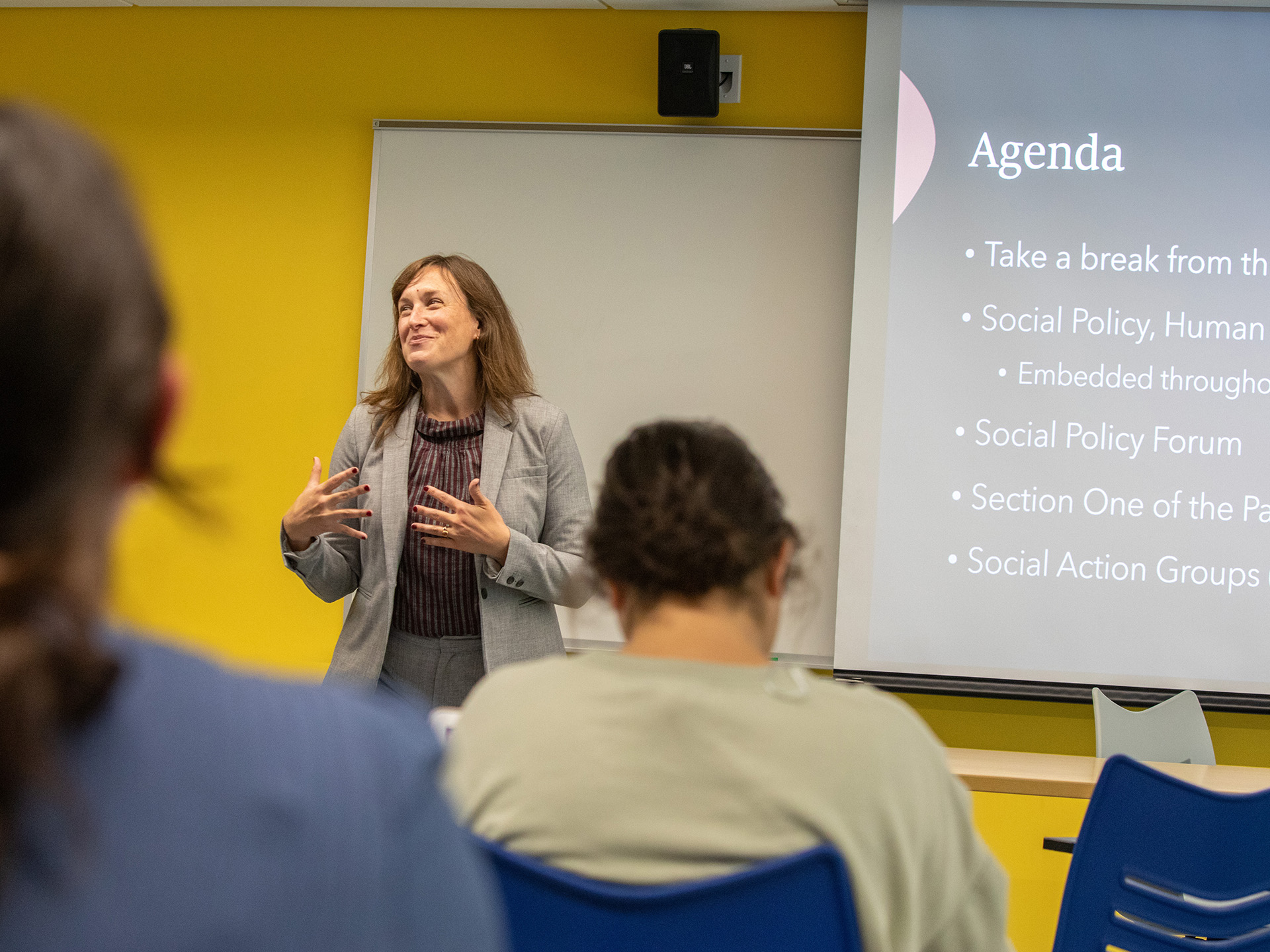 Megan Stanton teaching in front of class