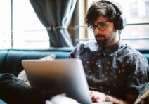 Young professional working on laptop