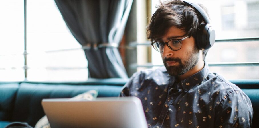 Young professional working on laptop