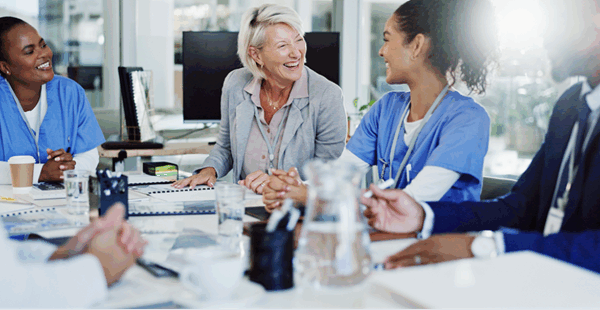 Healthcare professionals having a conversation