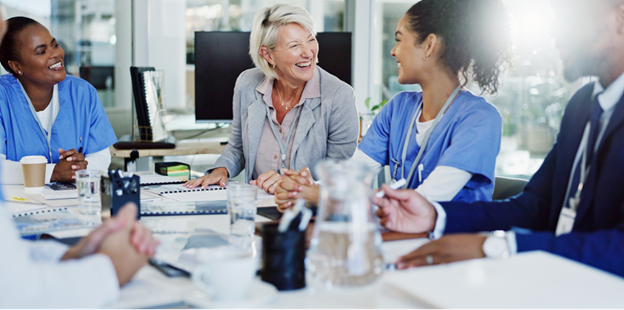 Healthcare professionals having a conversation