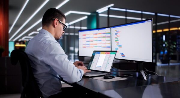 Professional looking at his computer