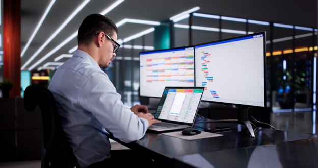 Professional looking at his computer