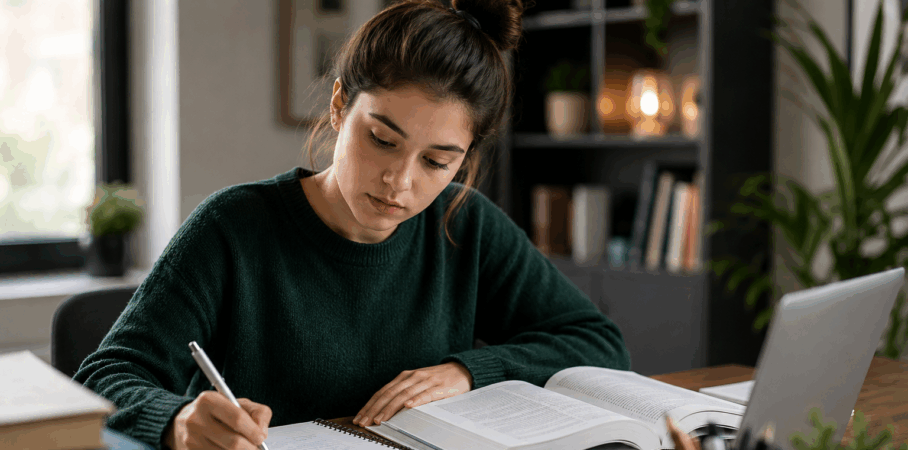 Women studying accounting