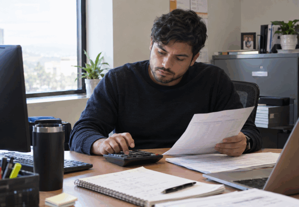 Man studying accounting