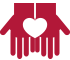 Hands holding stylized heart icon