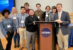 (L-R) Sanderce Sweeney, Margaret Conroy, Armando Ramirez, Allen Horn, Dana Meyer, Omar Abdelsame, Dr. Meznar, Cassie Epes, Dr. Balcerski